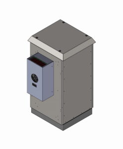 Klimatyzator do szaf sterowniczych i RACK Montaz boczny lub na drzwiach Moc chlodnicza 1000W Wewnetrzny RS KLM 1000 W wizualizacja na scianie bocznej