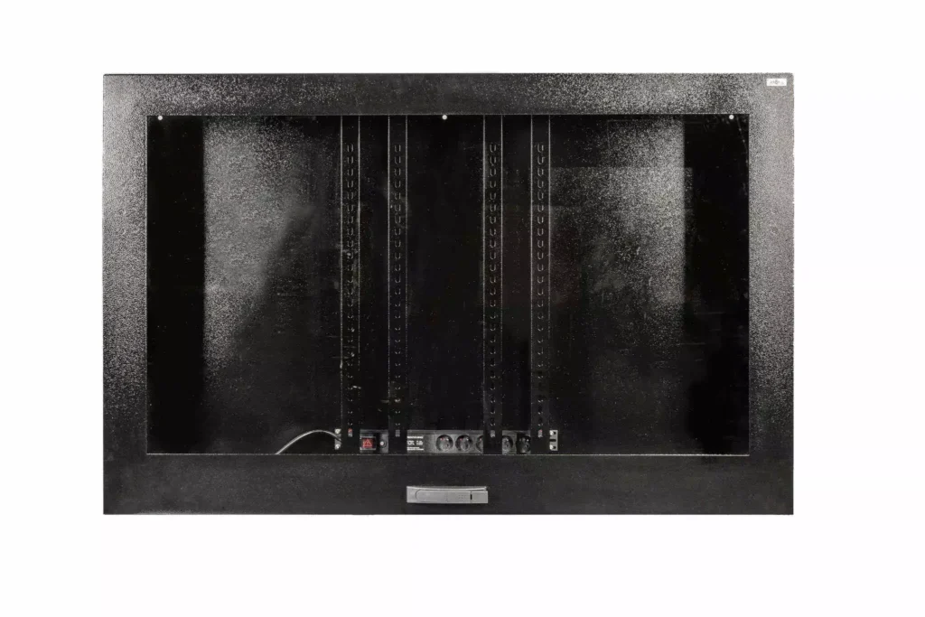 Obudowa przemysłowa na monitor TVSAFE do 55 60 75 cali IP55 Czarna Szyba hartowana przód